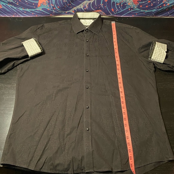 Elegant Black Patterned Men's Shirt - Picture 4 of 5